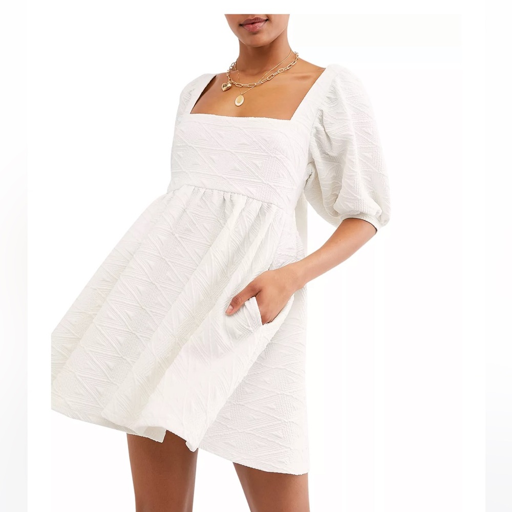 Violet Puff Sleeve Mini Dress Free People Size M White